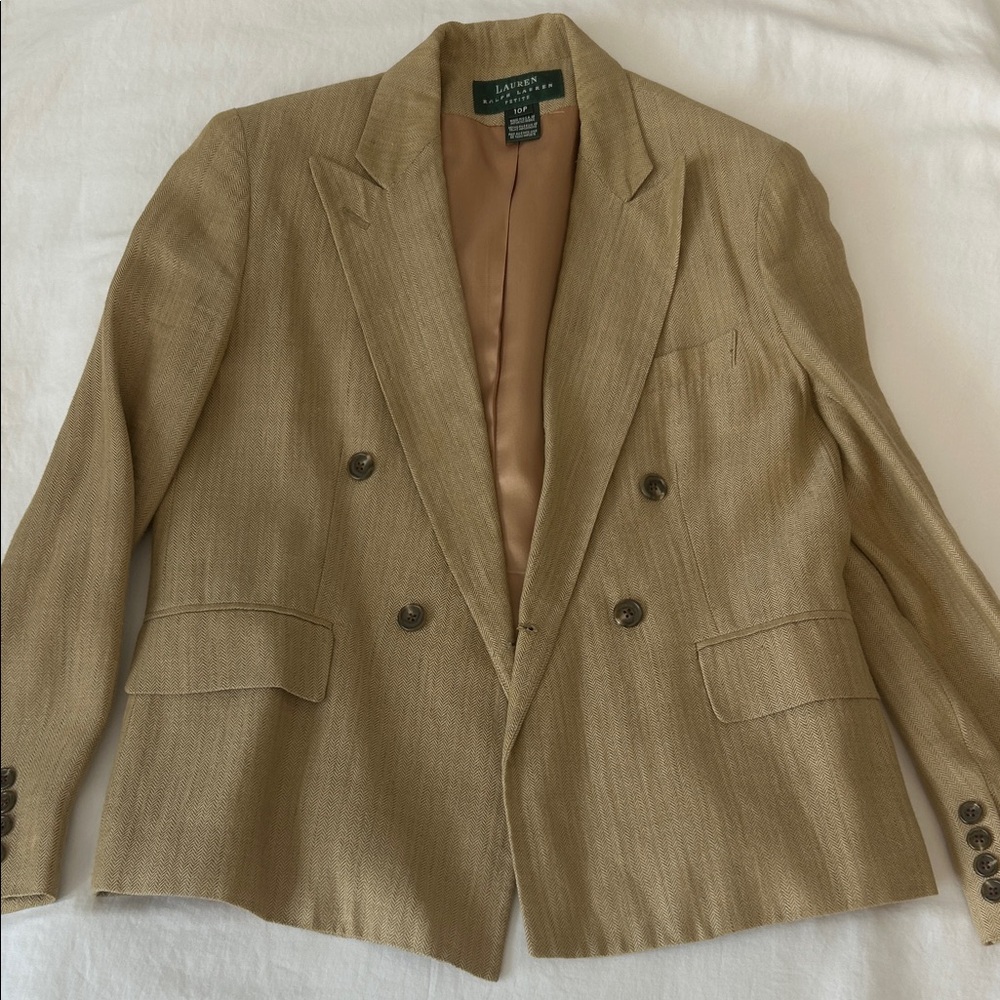 RLL Linen mix Blazer Camel Double-Breasted Blazer 10P Lux +++ made in USA